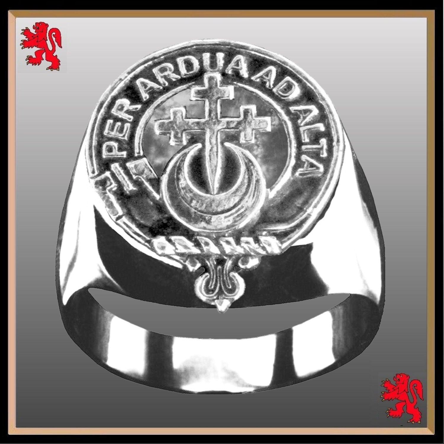 Hannay Scottish Clan Crest Ring GC100  ~  Sterling Silver and Karat Gold