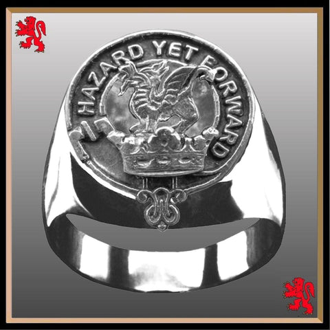 Seton Scottish Clan Crest Ring GC100  ~  Sterling Silver and Karat Gold