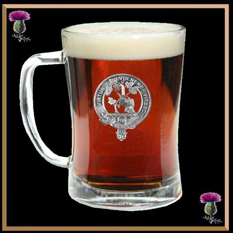 Burnett Clan Crest Badge Glass Beer Mug