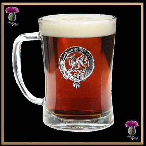 Crichton Clan Crest Badge Glass Beer Mug
