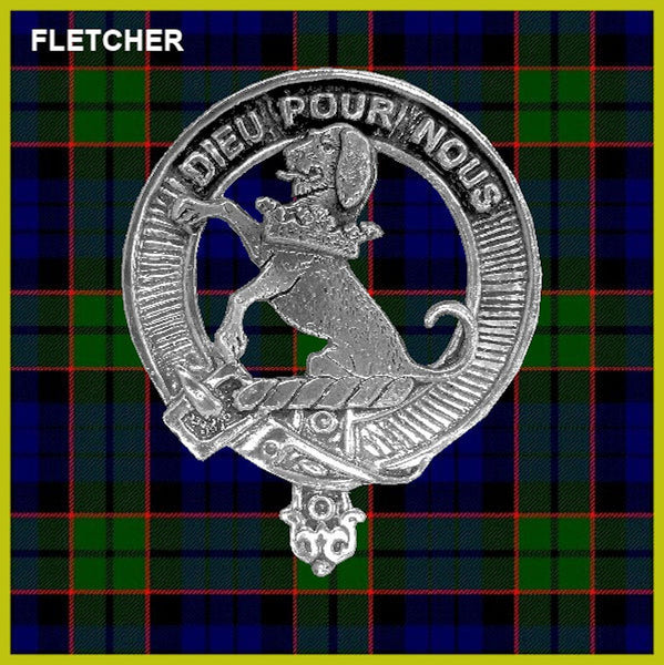 Fletcher (Hound) Clan Crest Badge Glass Beer Mug