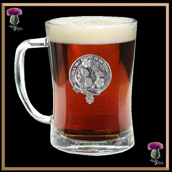 Fraser  Saltoun   Crest Badge Beer Mug, Scottish Glass Tankard