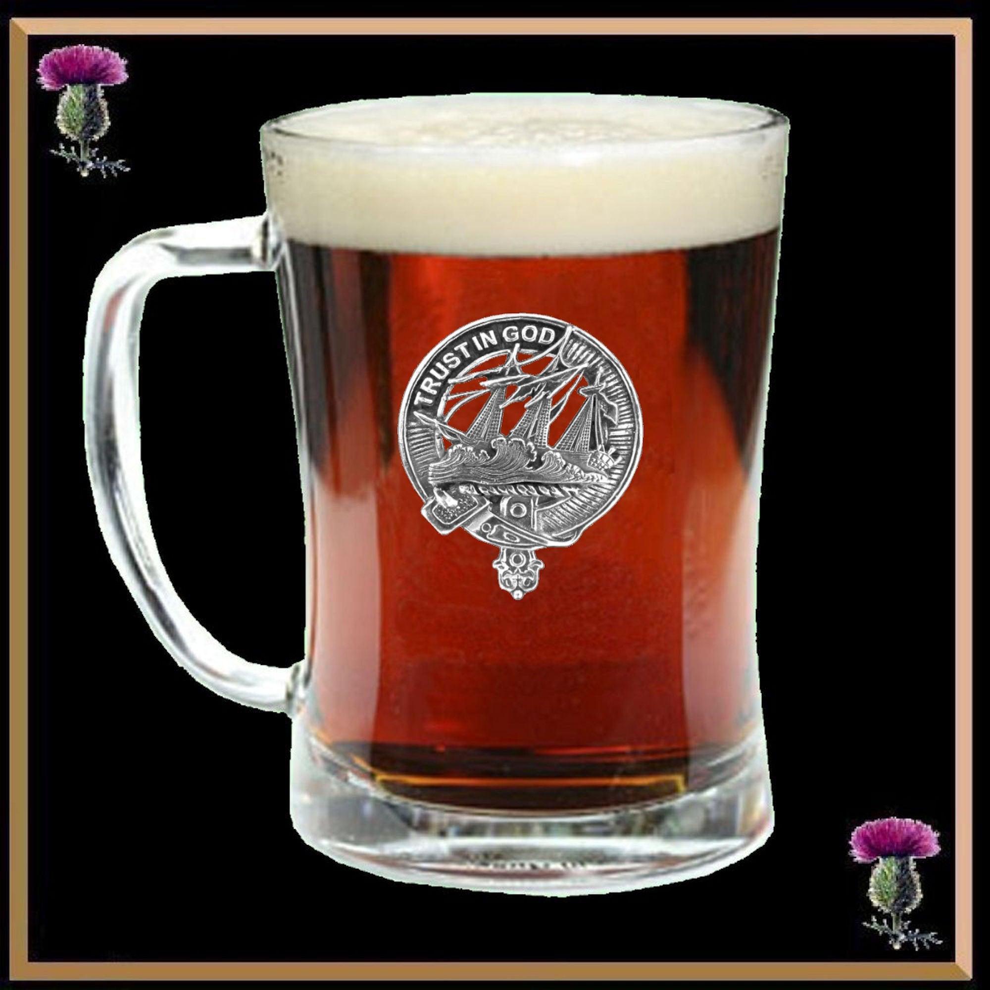 Harkness Crest Badge Beer Mug, Scottish Glass Tankard