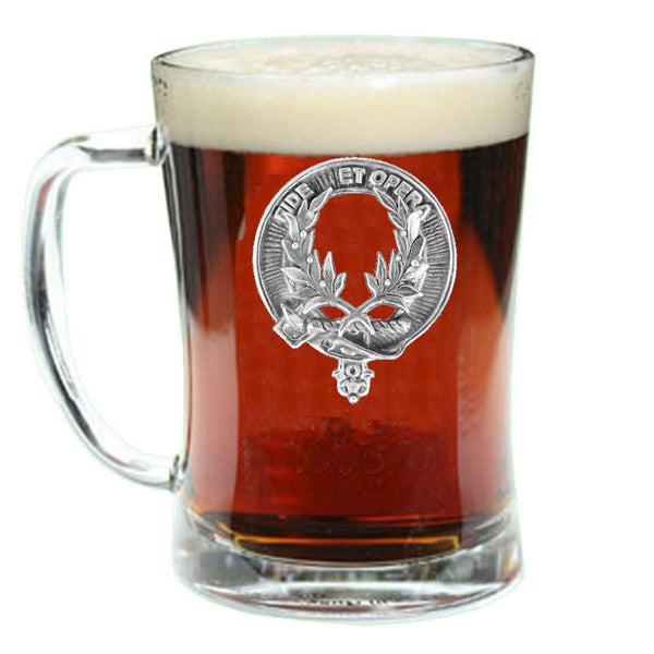 MacArthur Clan Crest Badge Glass Beer Mug