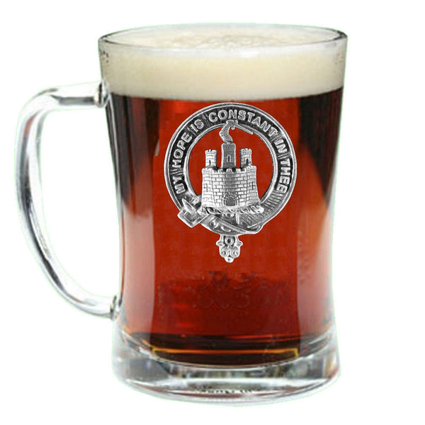 MacDonald Clanranald Clan Crest Badge Glass Beer Mug