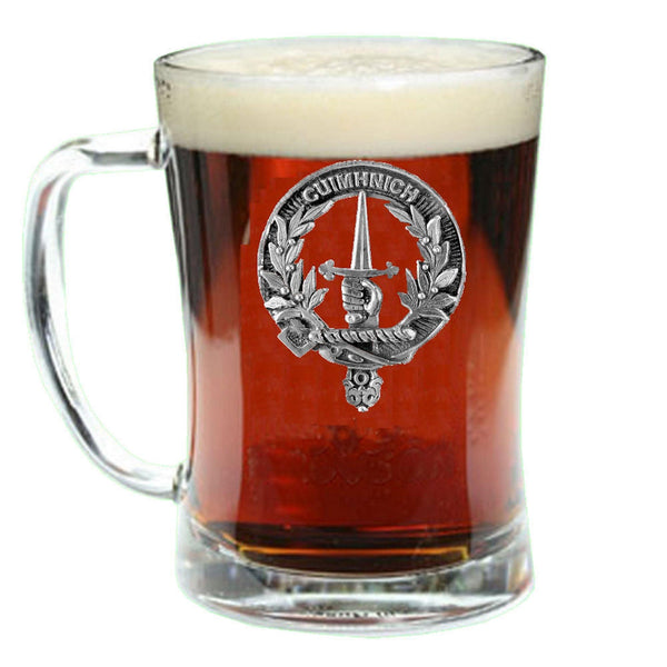 MacDonald Glencoe Clan Crest Badge Glass Beer Mug