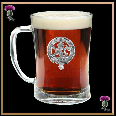 MacFie Clan Crest Badge Glass Beer Mug
