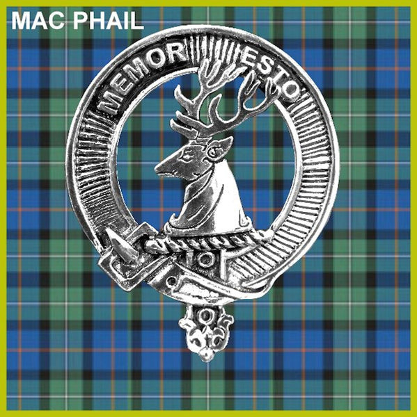 MacPhail Clan Crest Badge Glass Beer Mug