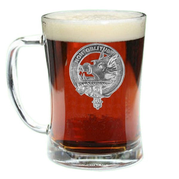 MacTavish Clan Crest Badge Glass Beer Mug