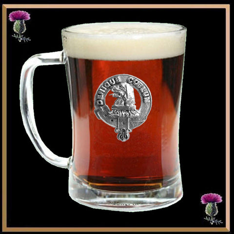 Melville Clan Crest Badge Glass Beer Mug