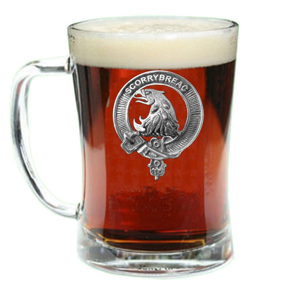 MacNicol Crest Badge Beer Mug, Scottish Glass Tankard