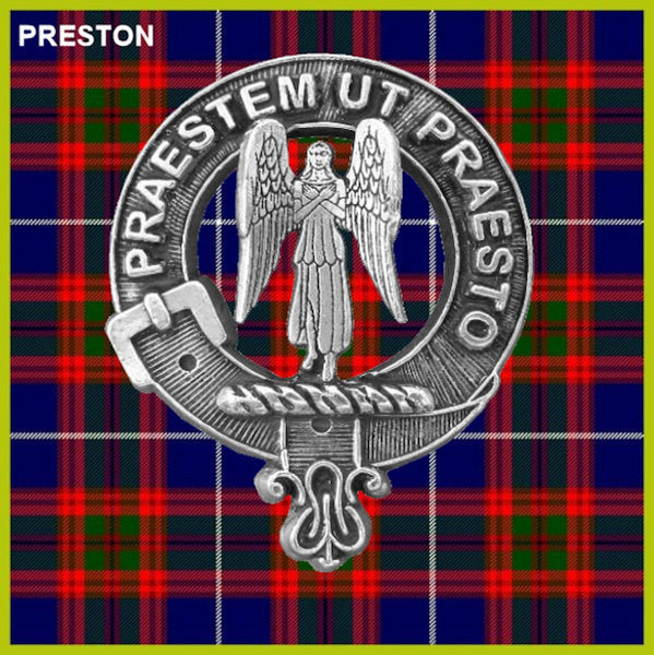 Preston Clan Crest Badge Glass Beer Mug
