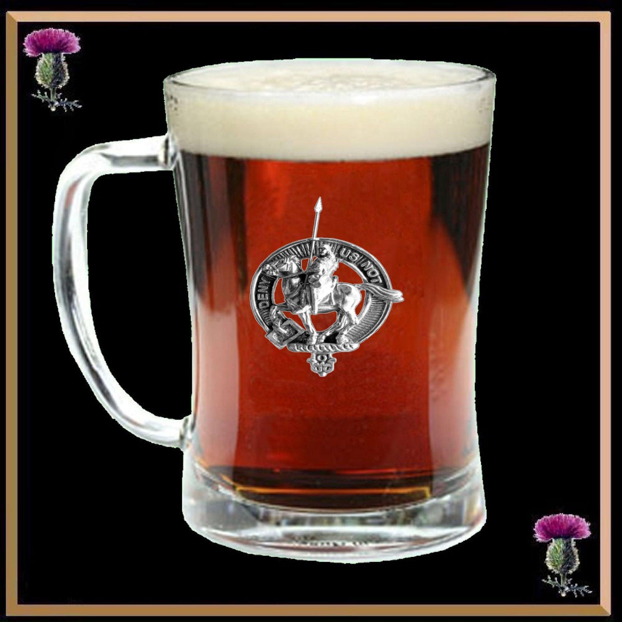 Thompson Clan Crest Badge Glass Beer Mug