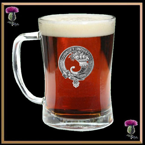 Walker Clan Crest Badge Glass Beer Mug