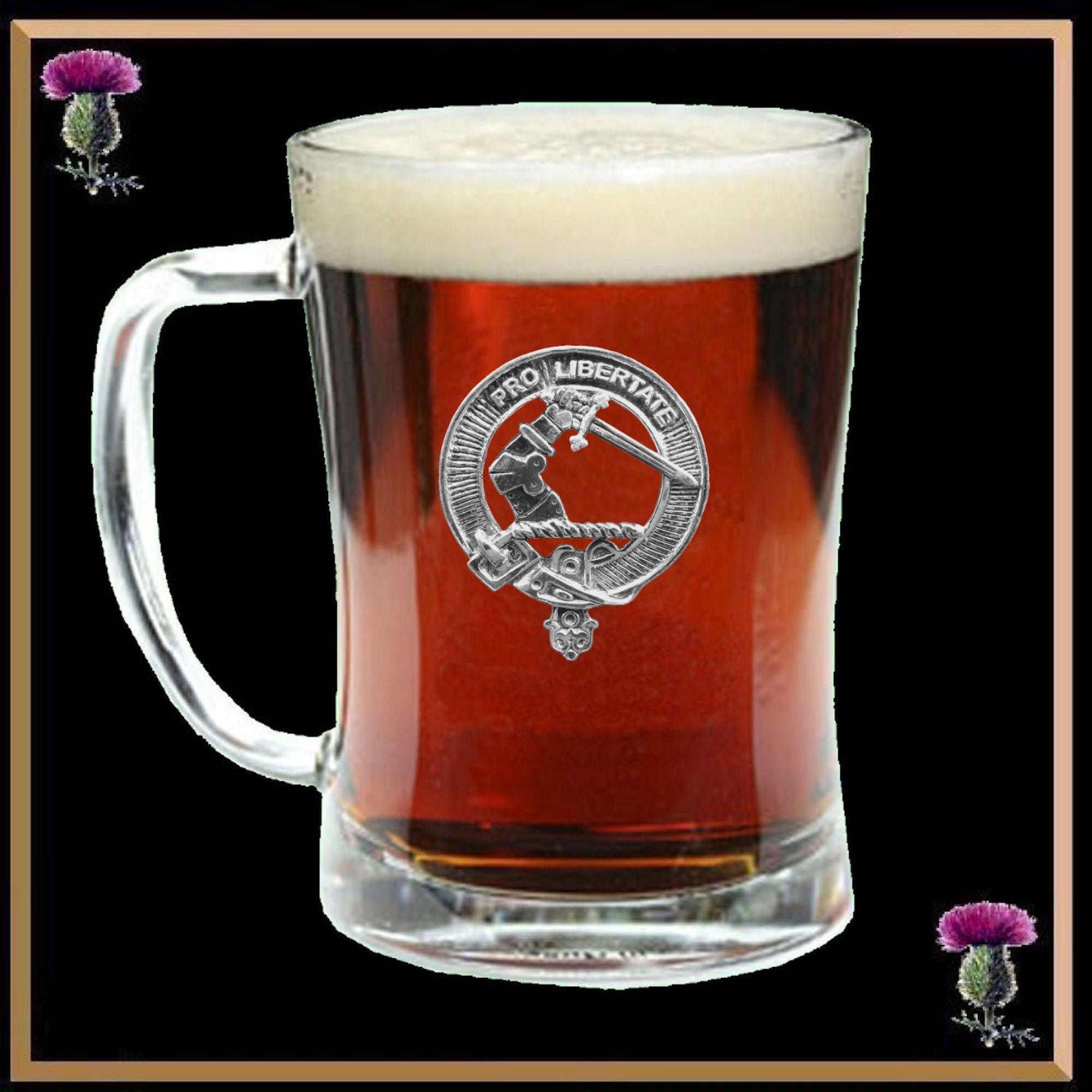 Wallace Clan Crest Badge Glass Beer Mug