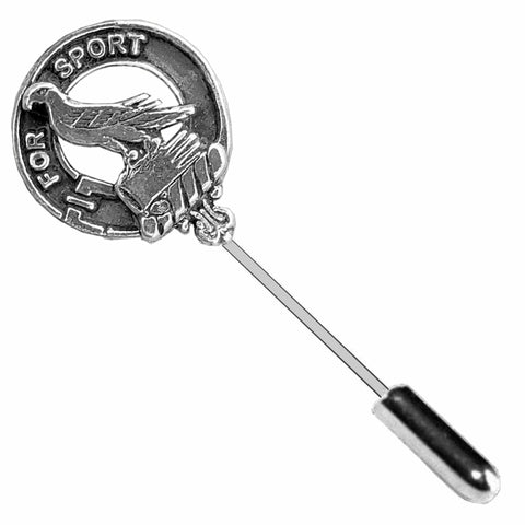 Clelland Clan Crest Stick or Cravat pin, Sterling Silver