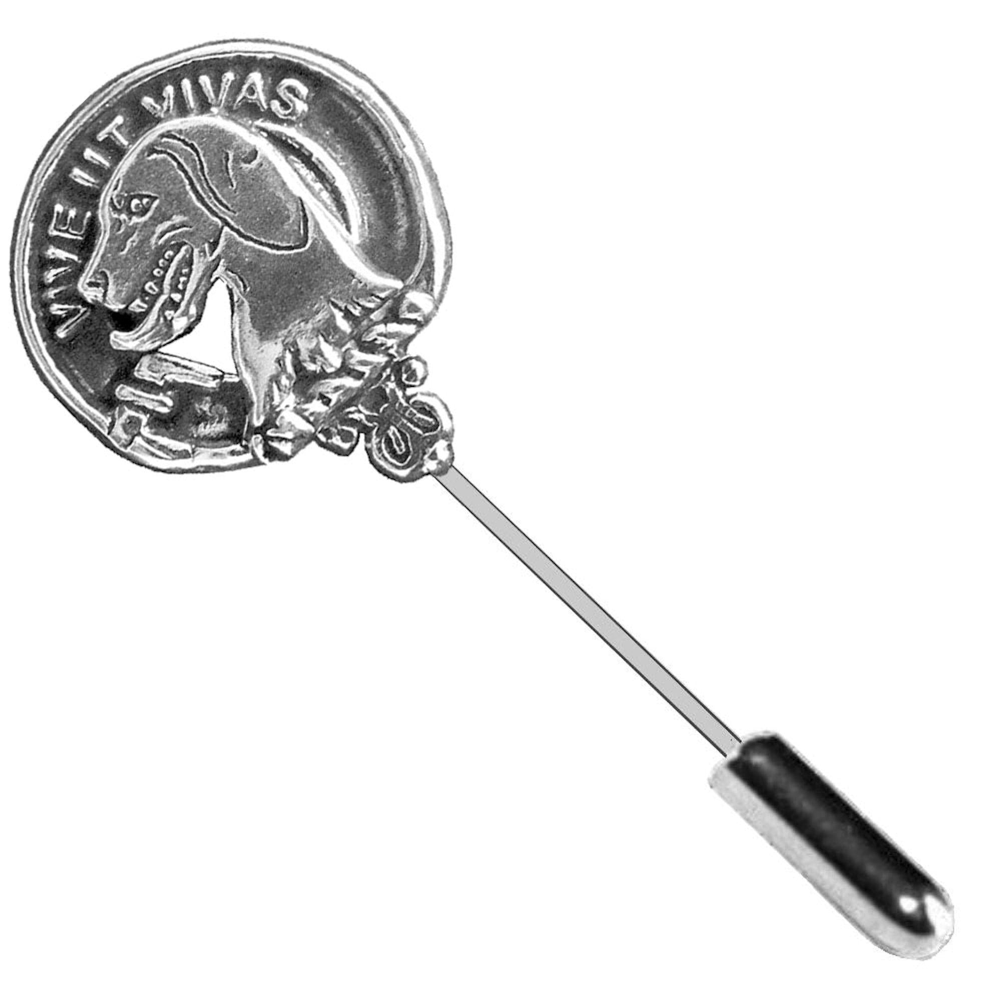Hall Clan Crest Stick or Cravat pin, Sterling Silver