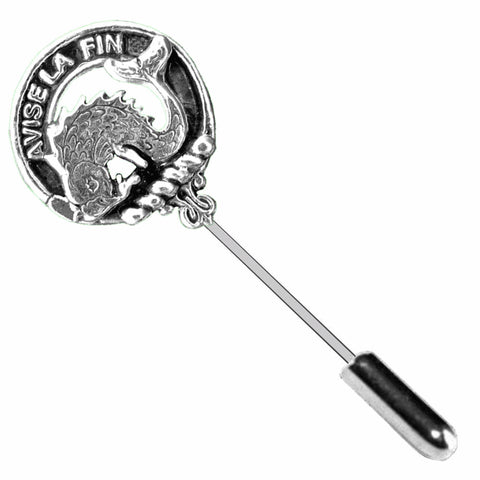 Kennedy Clan Crest Stick or Cravat pin, Sterling Silver