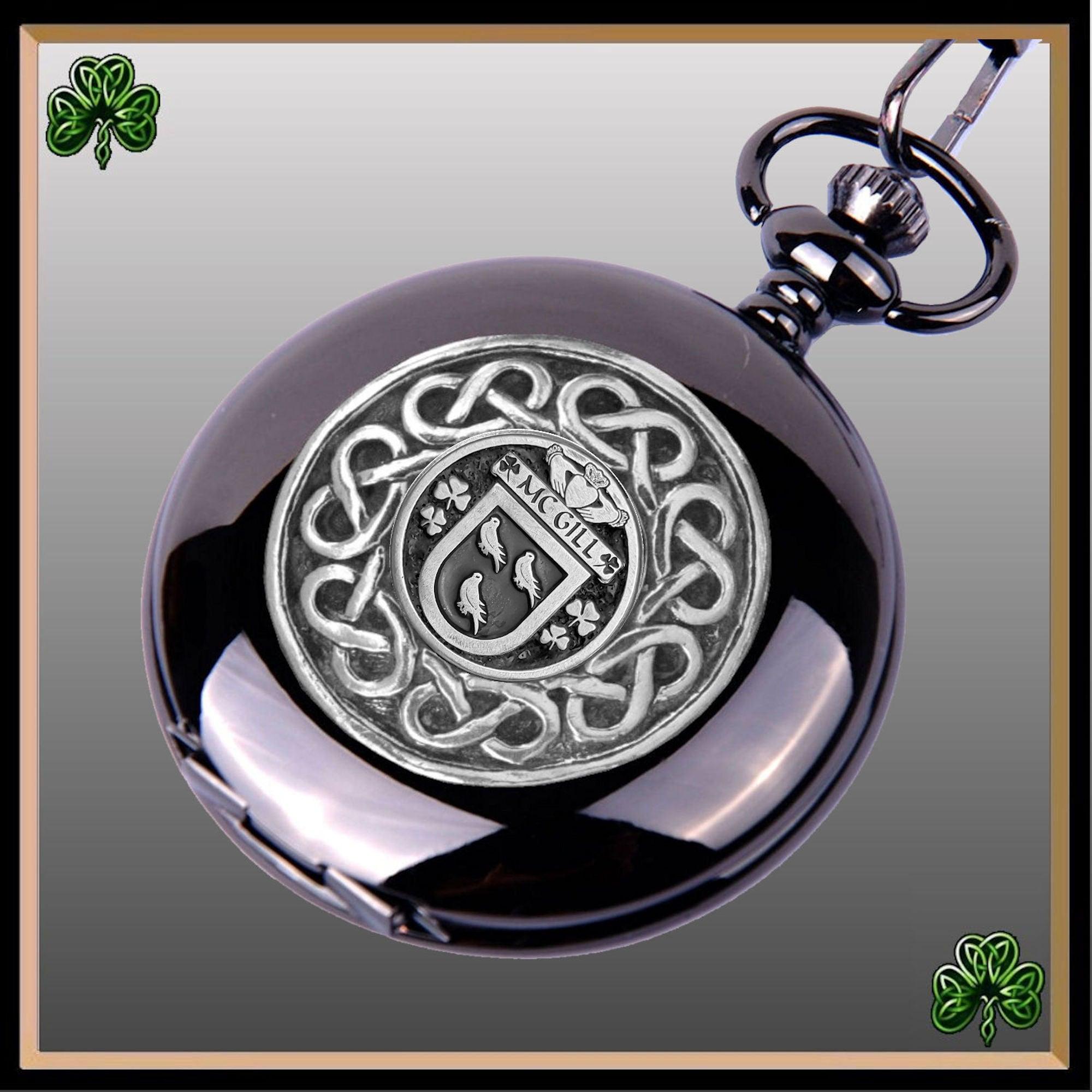 McGill Irish Coat of Arms Black Pocket Watch