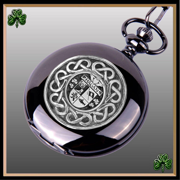 Hagan Irish Coat of Arms Black Pocket Watch