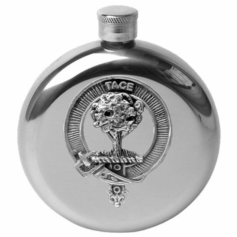 Abercrombie 5 oz Round Clan Crest Scottish Badge Flask