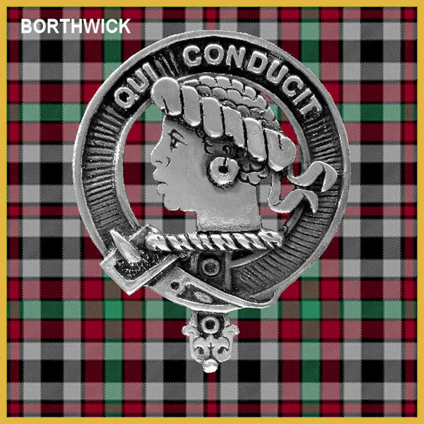 Borthwick 5 oz Round Clan Crest Scottish Badge Flask