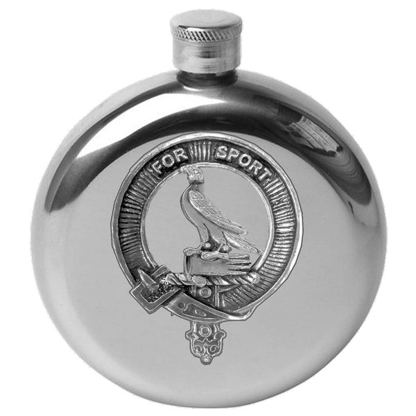 Clelland 5 oz Round Clan Crest Scottish Badge Flask