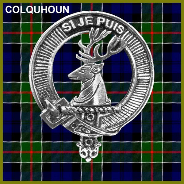 Colquhoun 5 oz Round Clan Crest Scottish Badge Flask
