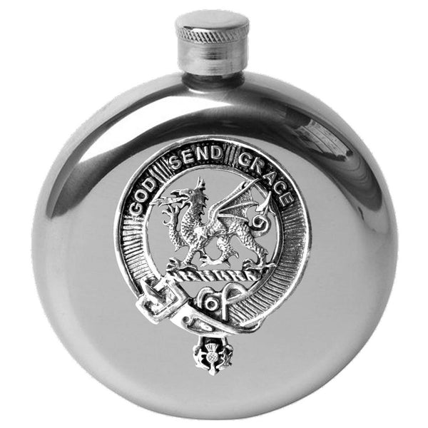 Chrichton 5 oz Round Clan Crest Scottish Badge Flask