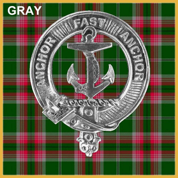Gray 5 oz Round Clan Crest Scottish Badge Flask