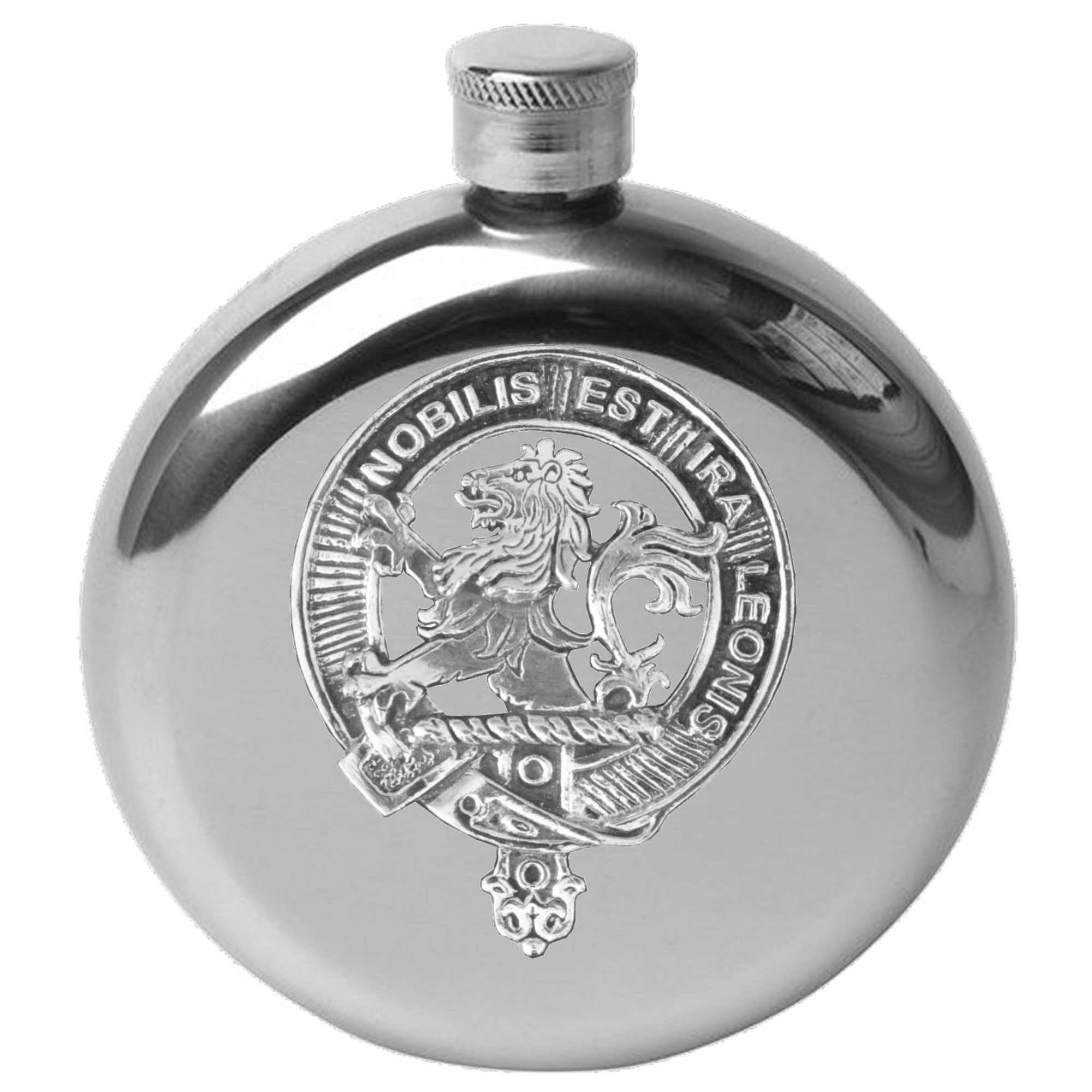 Inglis 5 oz Round Clan Crest Scottish Badge Flask