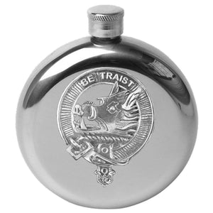 Innes 5 oz Round Clan Crest Scottish Badge Flask