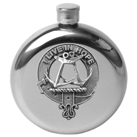 Kinnear 5 oz Round Clan Crest Scottish Badge Flask