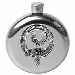 Laing (Rooster) 5 oz Round Clan Crest Scottish Badge Flask