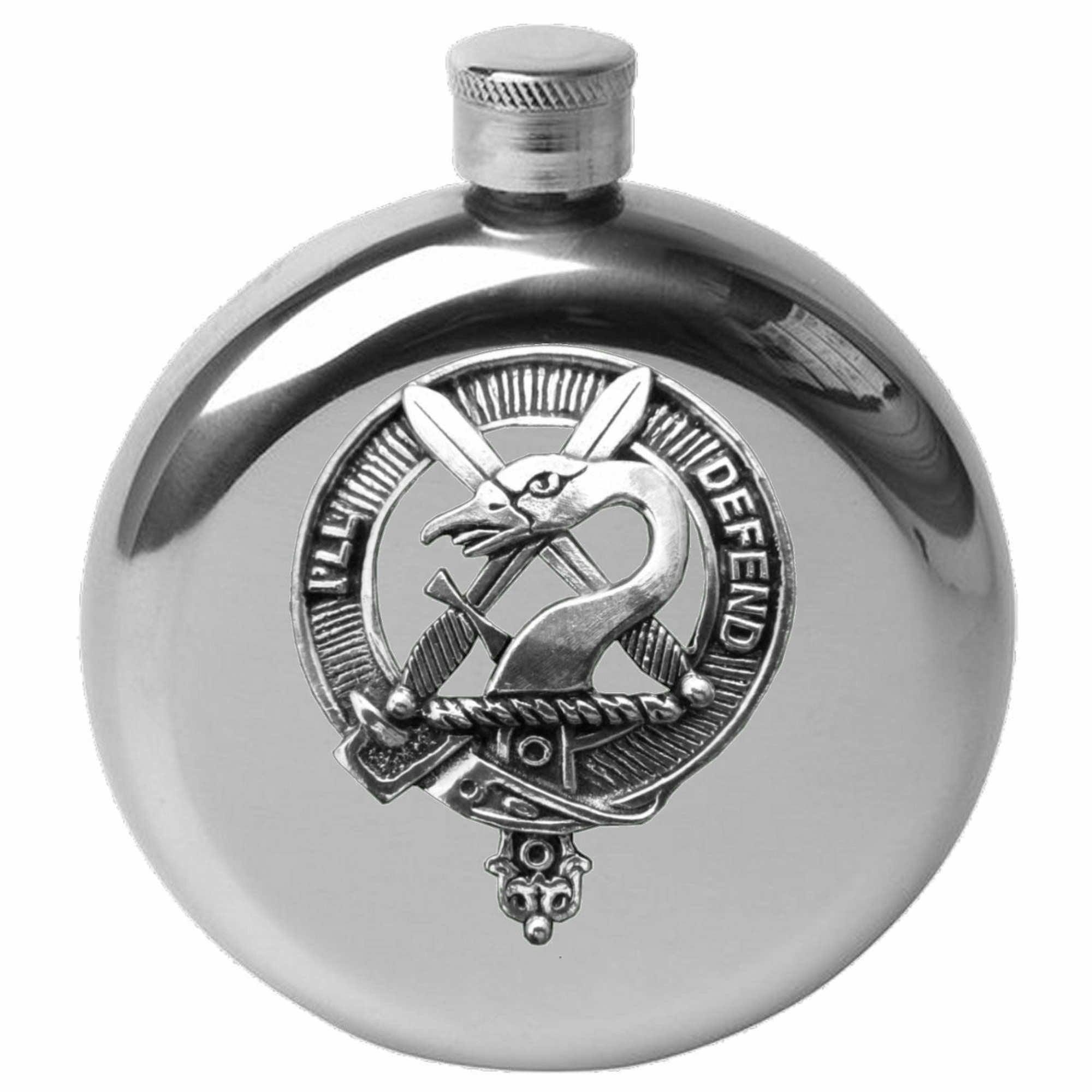 Lennox 5 oz Round Clan Crest Scottish Badge Flask
