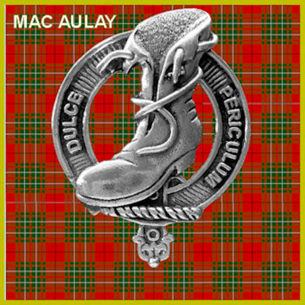 MacAulay 5 oz Round Clan Crest Scottish Badge Flask