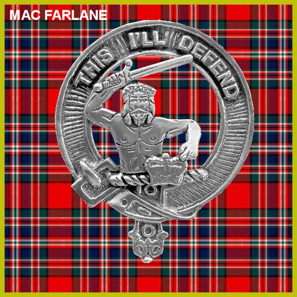 MacFarlane 5oz Round Scottish Clan Crest Badge Stainless Steel Flask