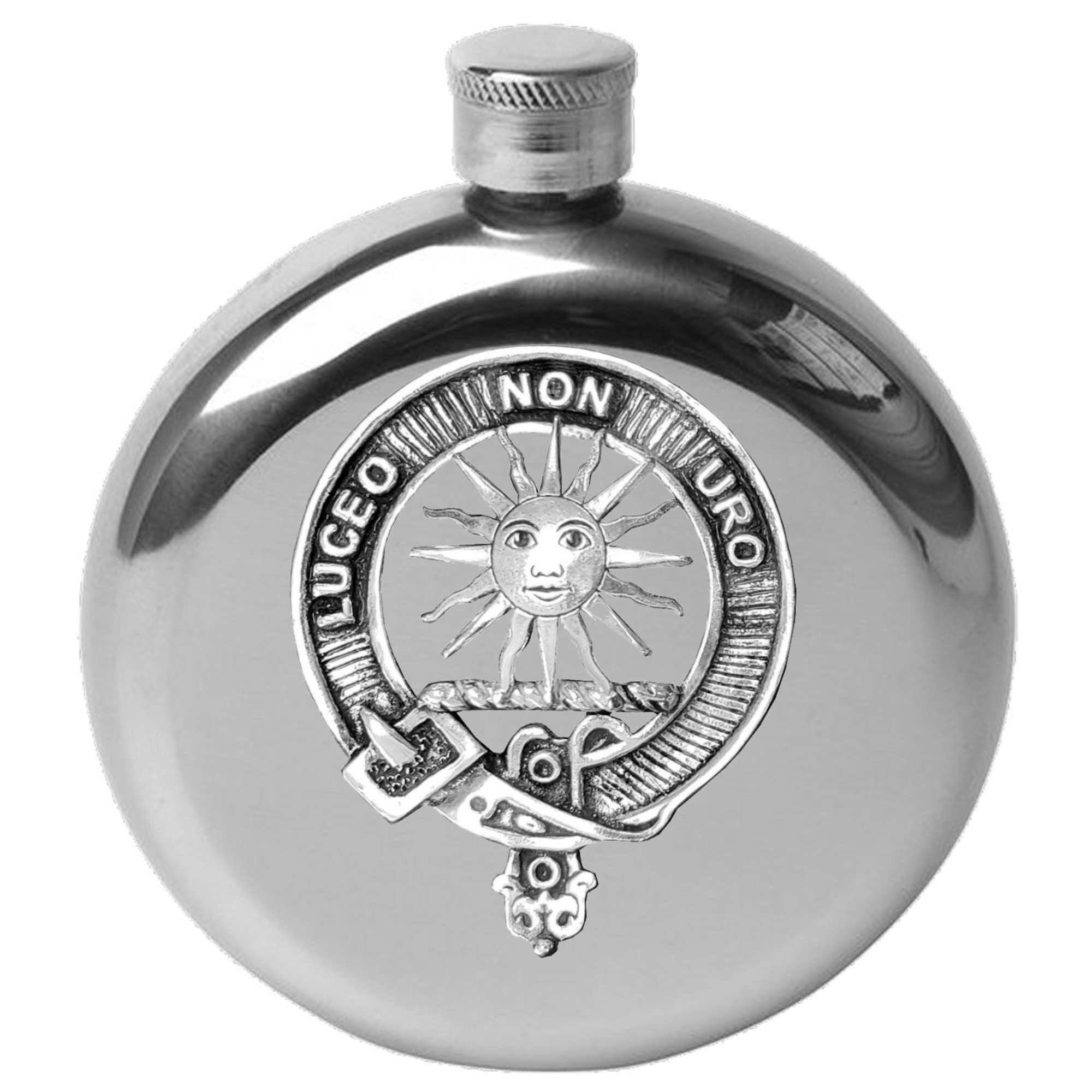 MacLeod (Raasay) 5 oz Round Clan Crest Scottish Badge Flask