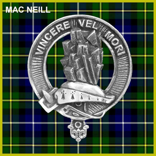 MacNeil 5 oz Round Clan Crest Scottish Badge Flask
