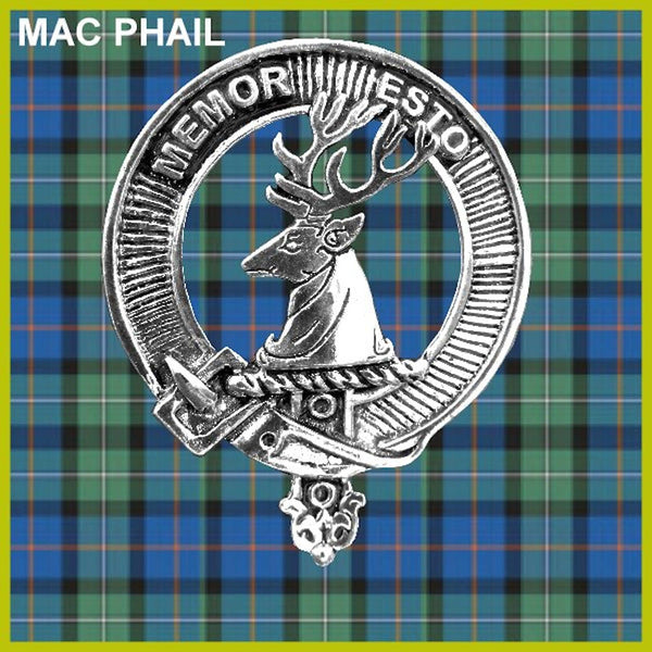 MacPhail 5 oz Round Clan Crest Scottish Badge Flask