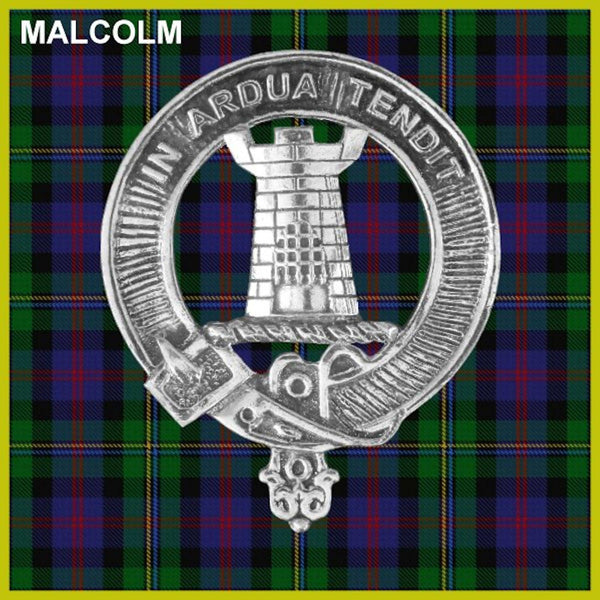 Malcolm 5 oz Round Clan Crest Scottish Badge Flask