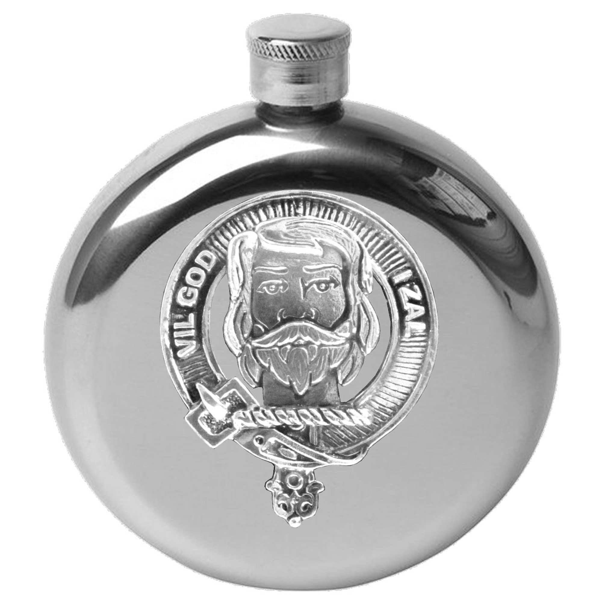 Menzeis 5 oz Round Clan Crest Scottish Badge Flask