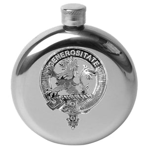 Nicholson (Lion) 5 oz Round Clan Crest Scottish Badge Flask
