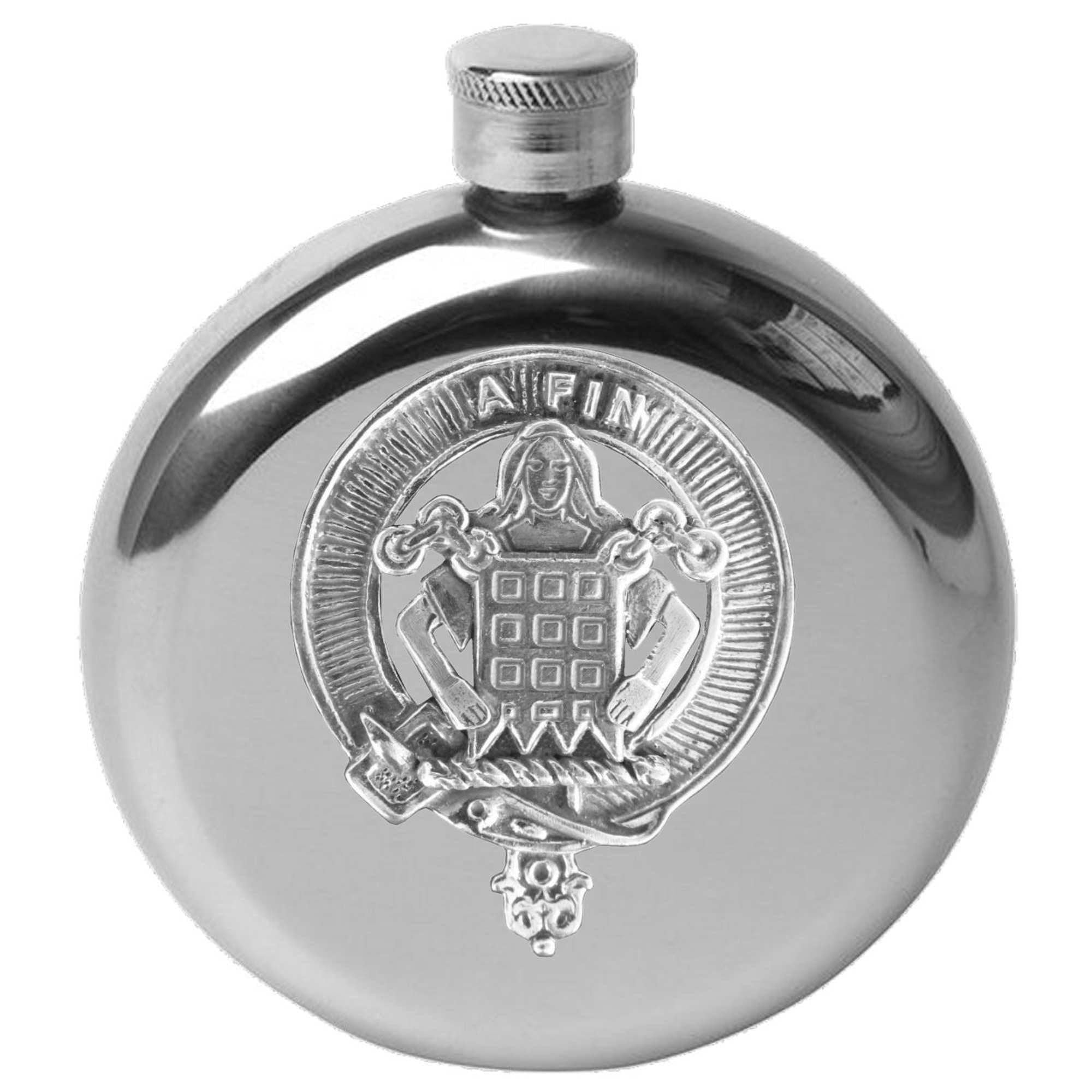 Ogilvie 5 oz Round Clan Crest Scottish Badge Flask