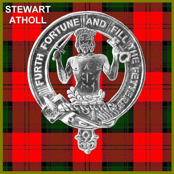 Stewart (Athol) 5 oz Round Clan Crest Scottish Badge Flask