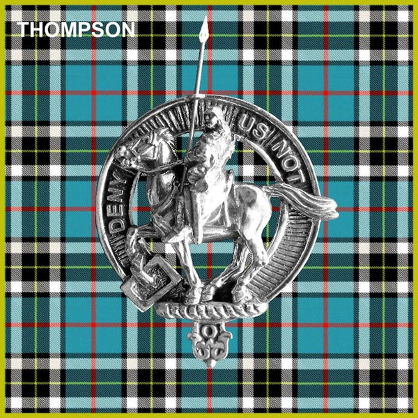 Thompson 5 oz Round Clan Crest Scottish Badge Flask