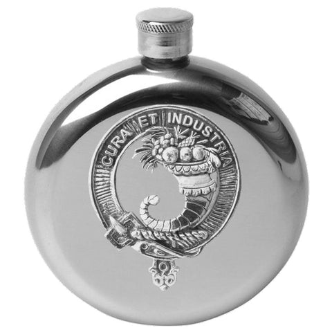 Walker 5 oz Round Clan Crest Scottish Badge Flask