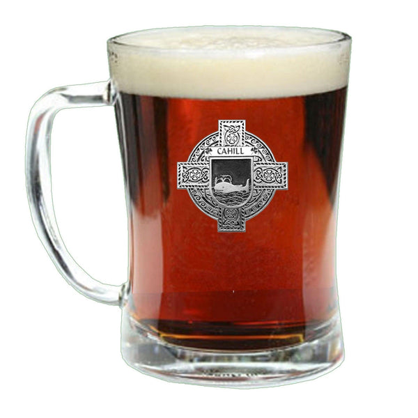 Cahill Irish Coat of Arms Badge Glass Beer Mug