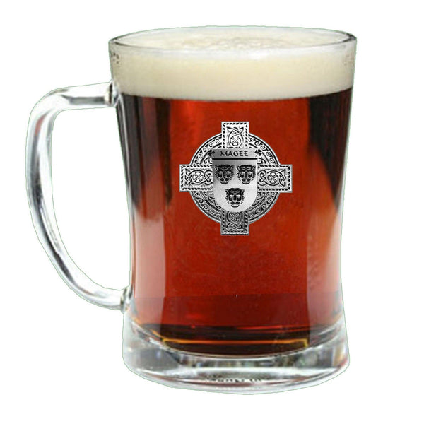 Magee Irish Coat of Arms Badge Glass Beer Mug