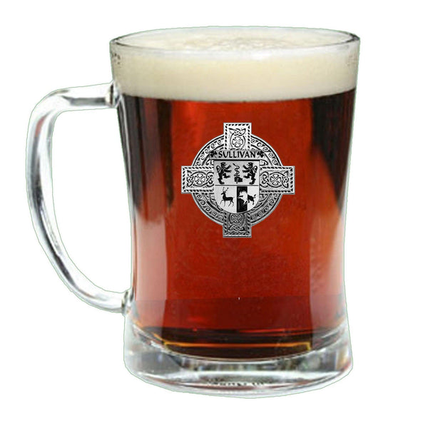 Sullivan Irish Coat of Arms Badge Glass Beer Mug